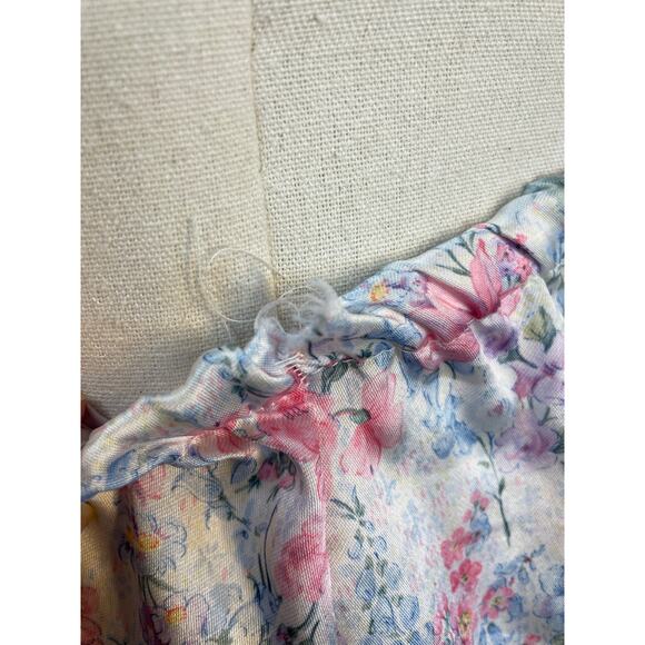 Vintage 80s Two Piece Camisole Flutter Shorts Lingerie Set Pastel Floral Satin - Picture 9 of 10